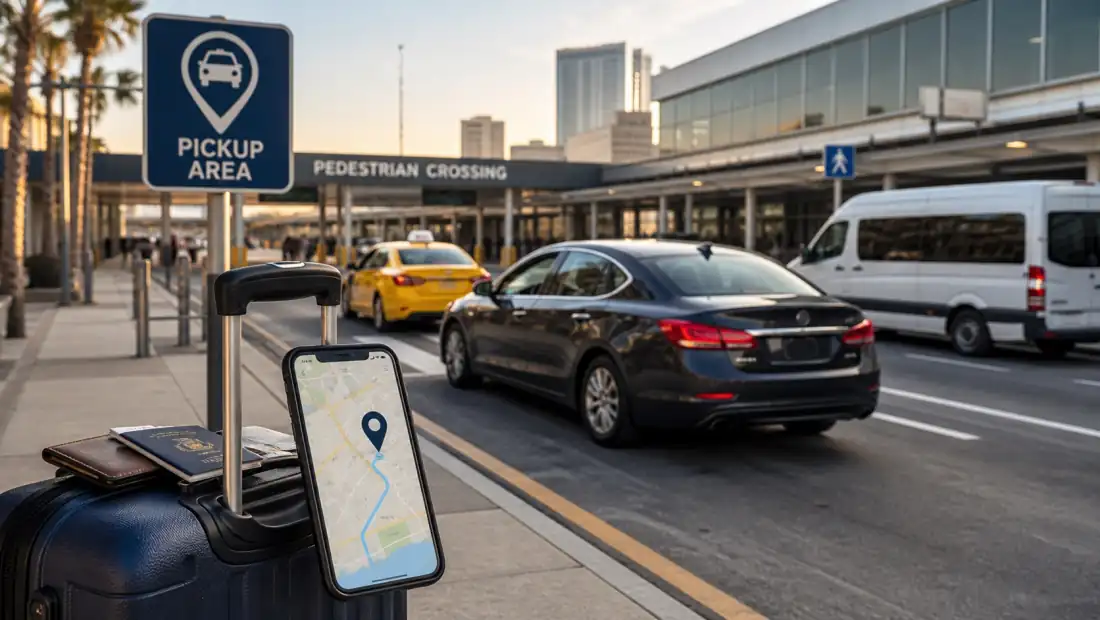Uber, Lyft, taxis, and shuttles near the border